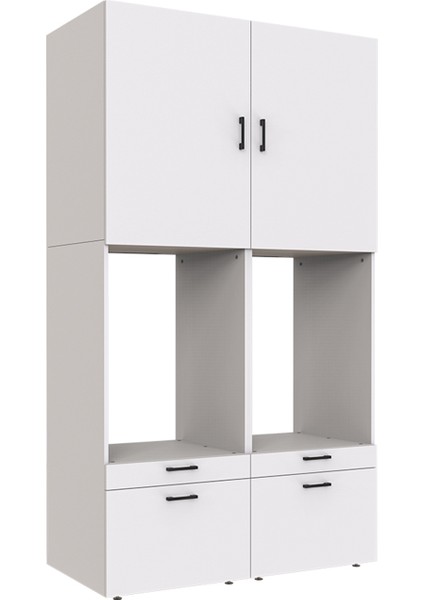 Çamaşır-Kurutma Makinesi Dolabı + Üst Dolabı Mat Beyaz 240X134 fırsatları