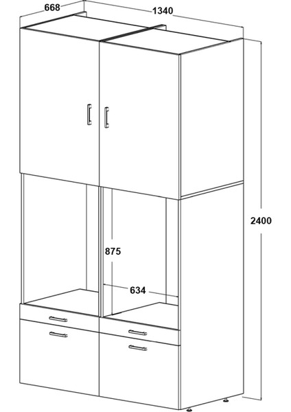 Çamaşır-Kurutma Makinesi Dolabı + Üst Dolabı Mat Beyaz 240X134 indirimleri