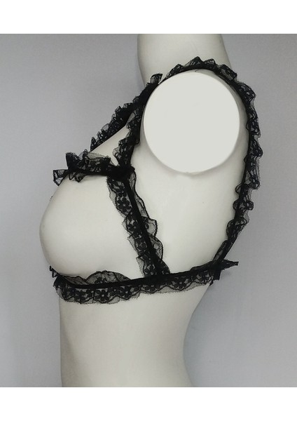 ASM1137 Kadın Siyah Fırfır Bahçesi Dantel Bralet fiyatları