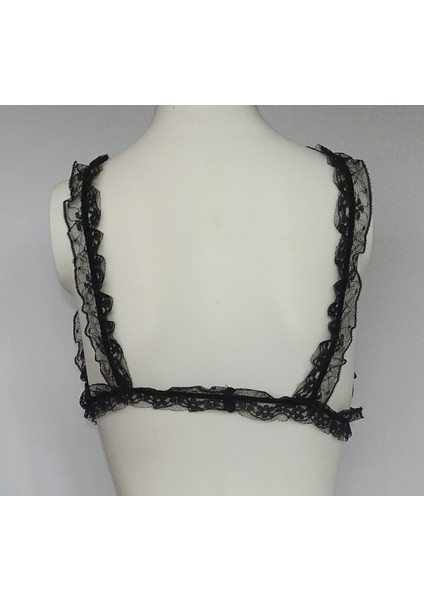 ASM1137 Kadın Siyah Fırfır Bahçesi Dantel Bralet modelleri