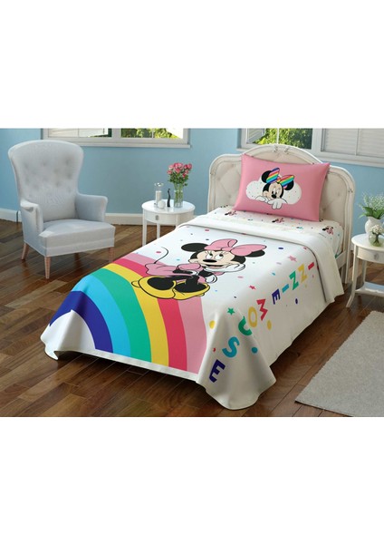 Lisanslı Disney Minnie Colour 120 x 200LASTIKLI Çarşaflı Pike Takımı