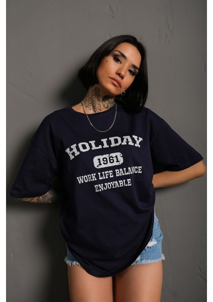 Kadın Holiday 1961 Baskılı Oversize T-Shirt