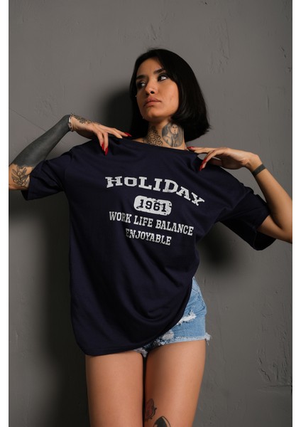 Kadın Holiday 1961 Baskılı Oversize T-Shirt