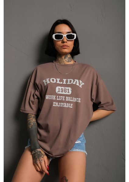 Kadın Holiday 1961 Baskılı Oversize T-Shirt