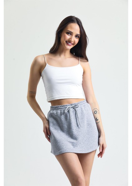 Gri Melanj Mini Spor Etek