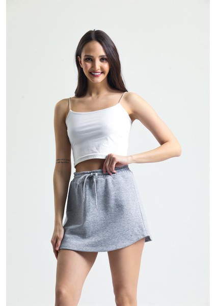 Gri Melanj Mini Spor Etek