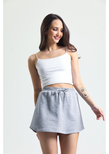 Gri Melanj Mini Spor Etek