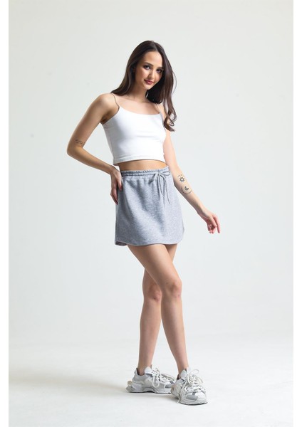 Gri Melanj Mini Spor Etek modelleri