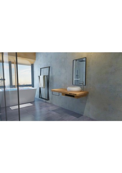 Genus Ahşap Hilton Banyo Rafı - Açık Ceviz 70 cm