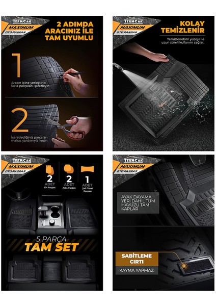 Teamcar Maximum Peugeot 2008 Paspas 4d Havuzlu Krom Karbon fiyatları