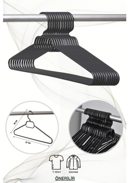 6 Adet Siyah Plastik Elbise Askısı 6'lı Set