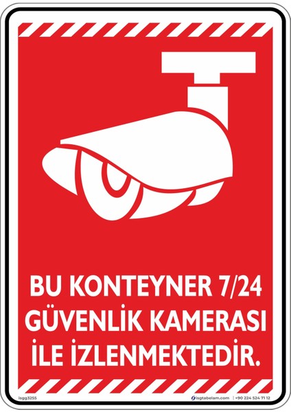 Bu Konteyner 7/24 Güvenlik Kamerası ile İzlenmektedir/v2-1/25x35cm/Etiket