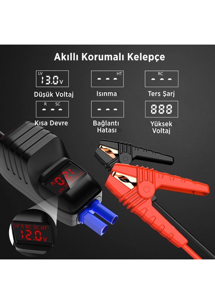 Jstar 3 20000MAH 1600A Jump Starter LCD Ekranlı Taşınabilir Akü Takviye Cihazı ( Çanta + Powerbank + LED Lamba)