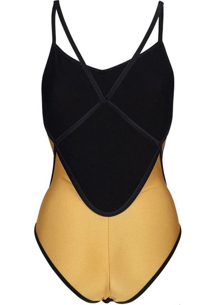 Womens Arena 50TH Gold Swimsuit Diamond Back Kadın Yüzücü Mayosu 006183