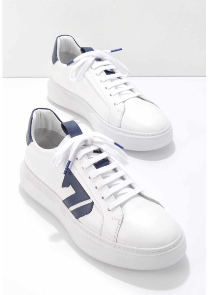 Beyaz Lacivert Leather Erkek Sneaker E01901521303