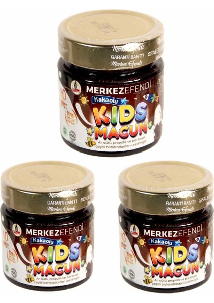 Kids Çocuklar Için Özel - Arı Sütü, Pekmez, Bal ve Vitamin Katkılı Kakaolu Macun 3 Adet