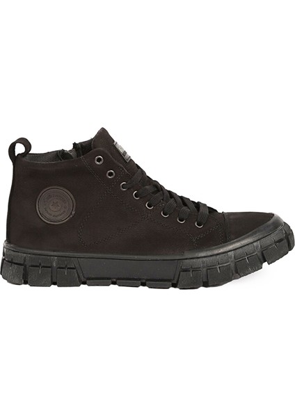 Buldozer BUL-230054 Siyah Nubuk Erkek Fermuar Detaylı Yarım Bot