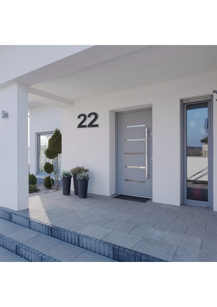 Kapı Numarası 20 cm No 9, Siyah Pleksi Kendinden Yapışkanlı