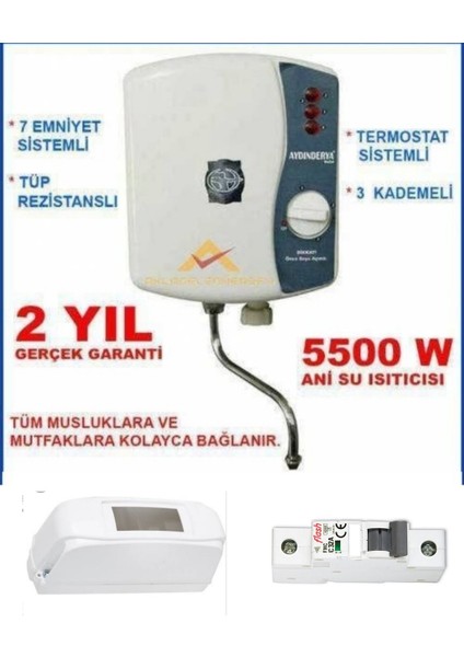 Mutfak Tipi Şofben Sıgorta ve Kutu Dahıl Paket