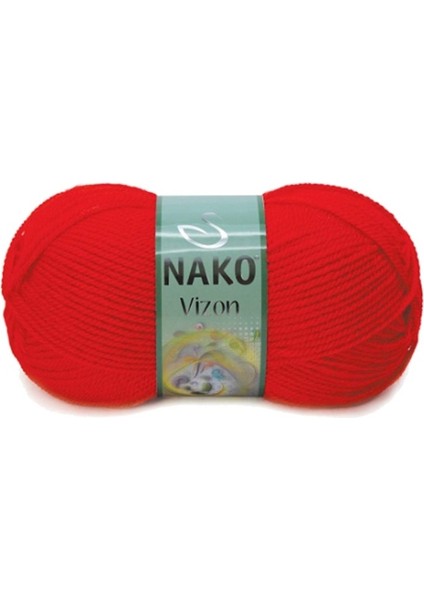 5 Adet Vizon Premium Akrilik El Örgü Ipi Yünü Renk NO:207 Alev Kırmızı fiyatları