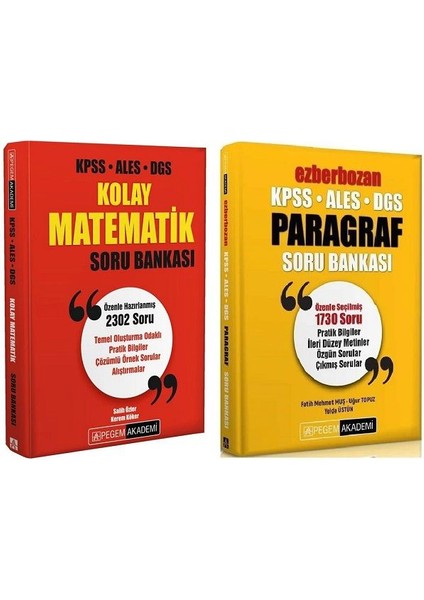 KPSS ALES DGS Kolay Matematik Ezberbozan Paragraf Soru 2'li Set Pegem Akademi Yayıncılık fiyatları