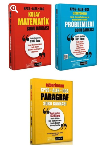 KPSS ALES DGS Kolay Matematik + Ezberbozan Problemler Paragraf Soru 3'lü Set