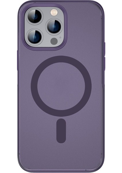 Apple iPhone 14 Pro Max Kılıf Wireless Tacsafe Alpin Mat Ultra Koruma Sert Kapak Derin Mor