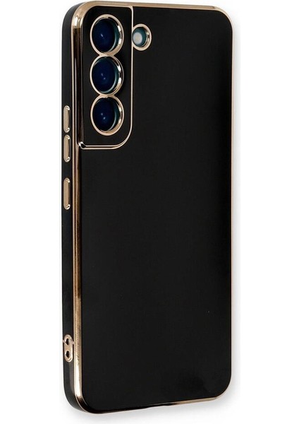 Casestreet Samsung Galaxy S23 Plus Kılıf Case Bark Parlak Silikon Renkli Kenarları Rose Siyah