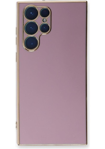 Casestreet Samsung Galaxy S23 Ultra Kılıf Case Bark Parlak Silikon Renkli Kenarları Rose Mor