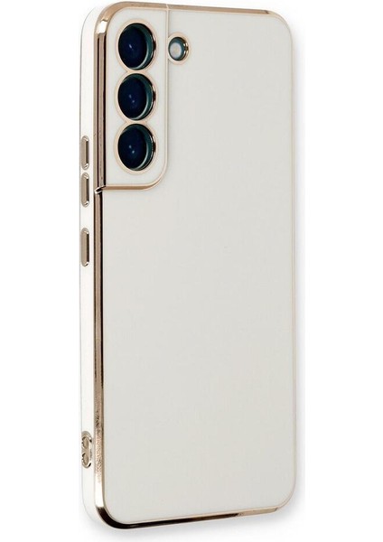 Casestreet Samsung Galaxy S23 Plus Kılıf Case Bark Parlak Silikon Renkli Kenarları Rose Beyaz