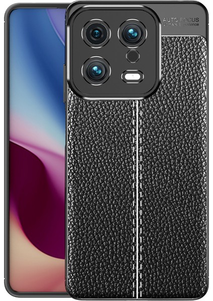 Xiaomi Mi 13 Kılıf Case Niss Silikon Deri Görünümlü + Full Ekran Koruyucu Siyah
