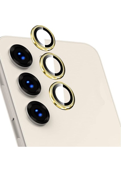 Samsung Galaxy S23 Plus Kamera Metal Cam Lens Koruyucu Hsn1 Gold