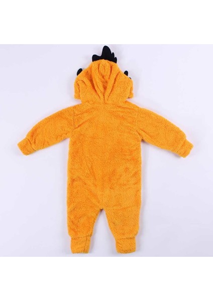 Unisex Polar Sarı Kapşonlu Balıklı Peluş Welsoft Tulum10