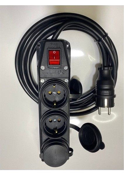 3'lü Anahtarlı Priz 3x15 mm Uzatma 3 Mt