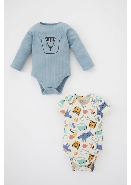 Erkek Bebek Organik Fitilli Kaşkorse 2'li Uzun Kollu Çıtçıtlı Body Z6934A223SP