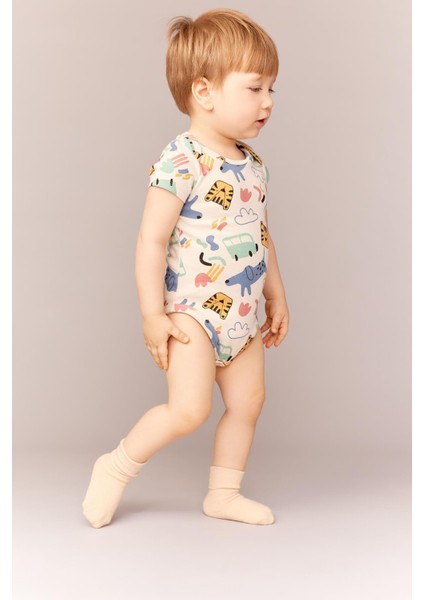Erkek Bebek Organik Fitilli Kaşkorse 2'li Uzun Kollu Çıtçıtlı Body Z6934A223SP