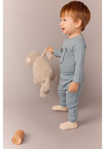 Erkek Bebek Organik Fitilli Kaşkorse 2'li Uzun Kollu Çıtçıtlı Body Z6934A223SP