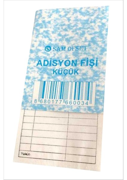 Sam Adisyon Fişi, Adisyon Defteri 7X15 cm Ölçülerinde (Küçük Boy) 100 Yapraklı Numaralı