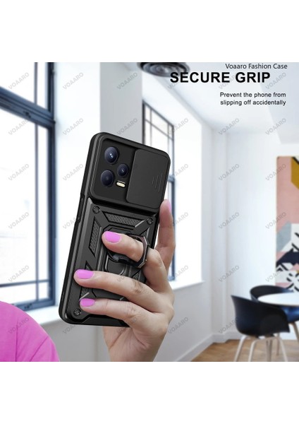 Xiaomi Redmi Note 12 Pro 2023 Uyumlu Kılıf Kamera Lens Korumalı Sürgülü Yüzüklü Armor Military Tank Zrıh Vega Sürgülü Standlı Slayt Kızaklı fırsatları