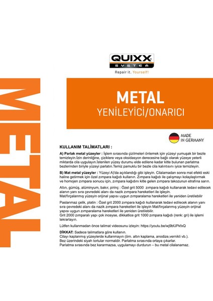 Krom/metal Yüzey Yenileme Seti