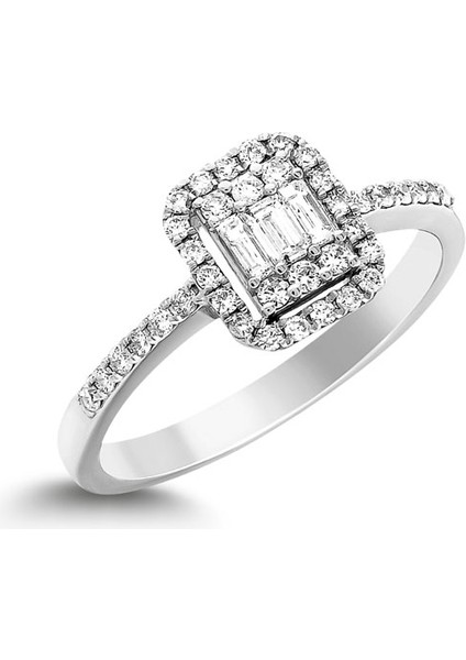 0.35CT Pırlanta Baget Yüzük