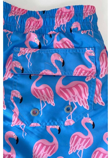 845 Erkek Mavi Pembe Desenli Deniz Şortu fırsatları