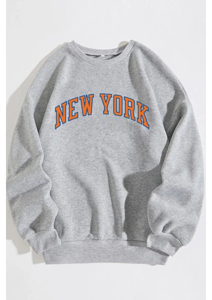 Unisex New York Baskılı Oversize Sweatshirt
