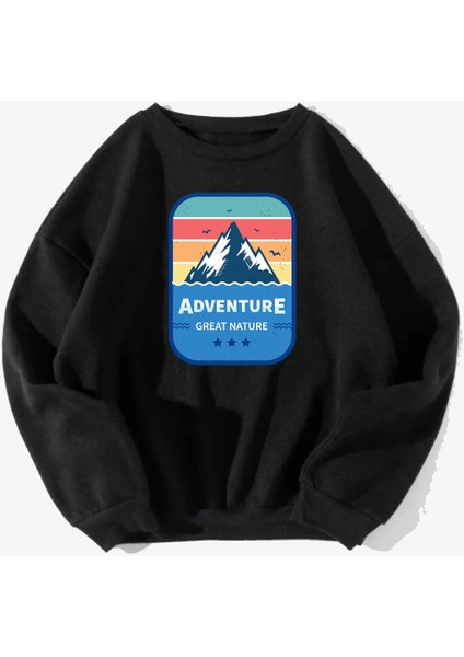 Unisex Great Nature Baskılı Oversize Sweatshirt10