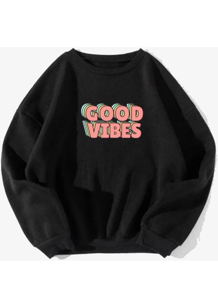 Kadın, Goodvibes Baskılı Oversize Sweatshirt10
