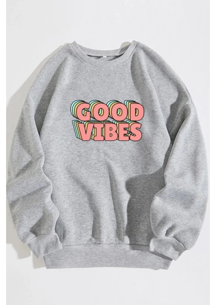Kadın, Goodvibes Baskılı Oversize Sweatshirt10
