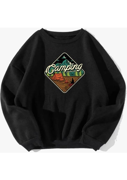 Unisex Camping Baskılı Oversize Sweatshirt10