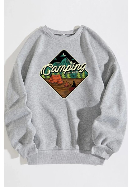 Unisex Camping Baskılı Oversize Sweatshirt10
