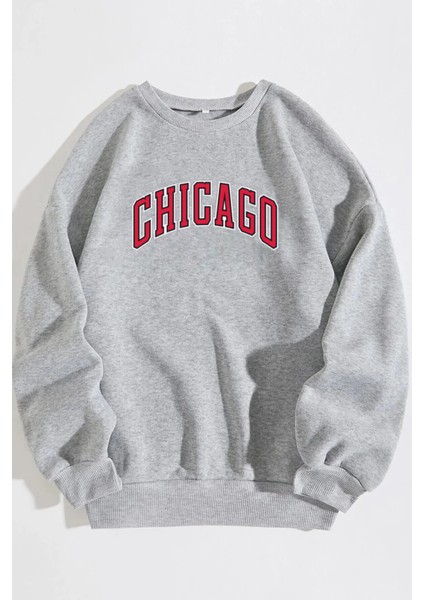 Unisex Chicago Baskılı Oversize Sweatshirt10