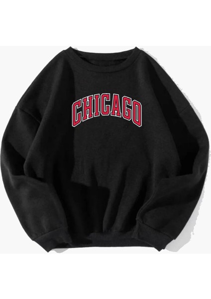 Unisex Chicago Baskılı Oversize Sweatshirt10